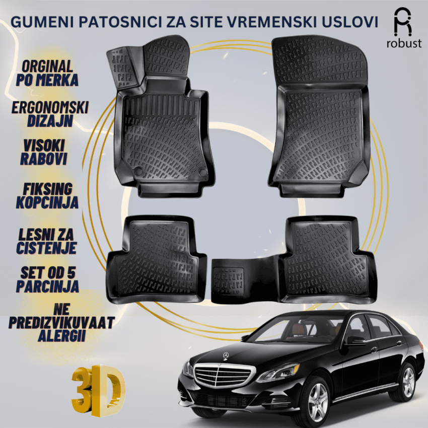 www.samad.mk-3D gumeni patosnici za MB E-Class W212 2010-2016 Patosnici Robust za site vremenski uslovi