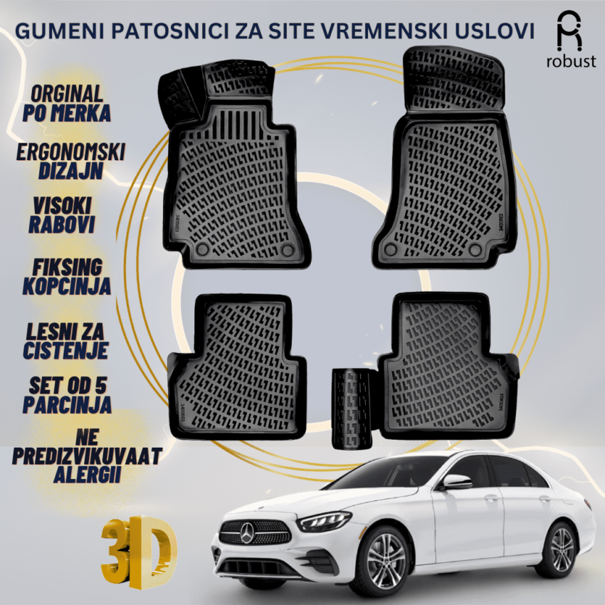 www.samad.mk-3D gumeni patosnici za MB E-Class W213 2017-2023 Patosnici Robust za site vremenski uslovi