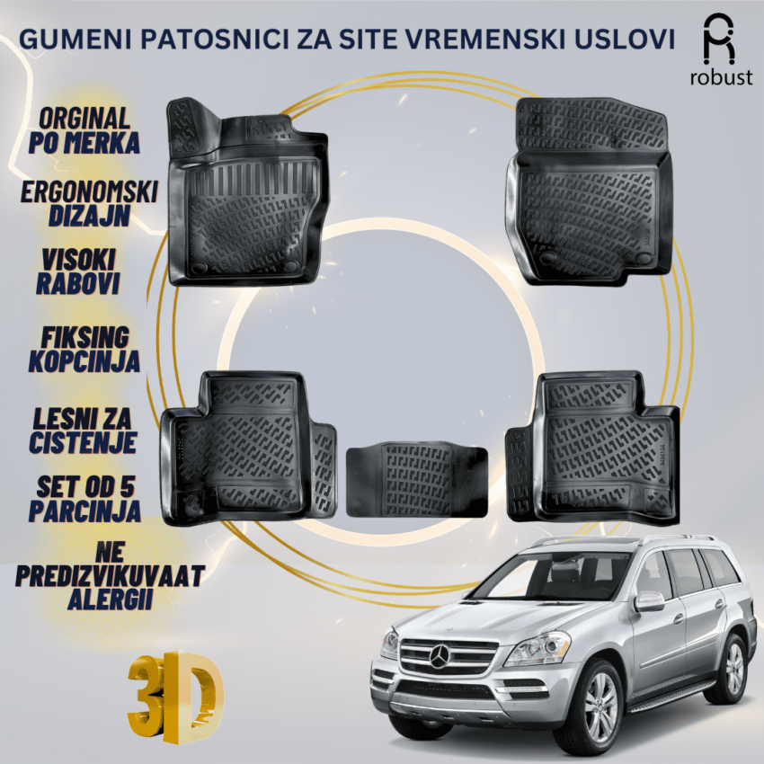 www.samad.mk-3D gumeni patosnici za MB GL X164 2006-2012 Patosnici Robust za site vremenski uslovi