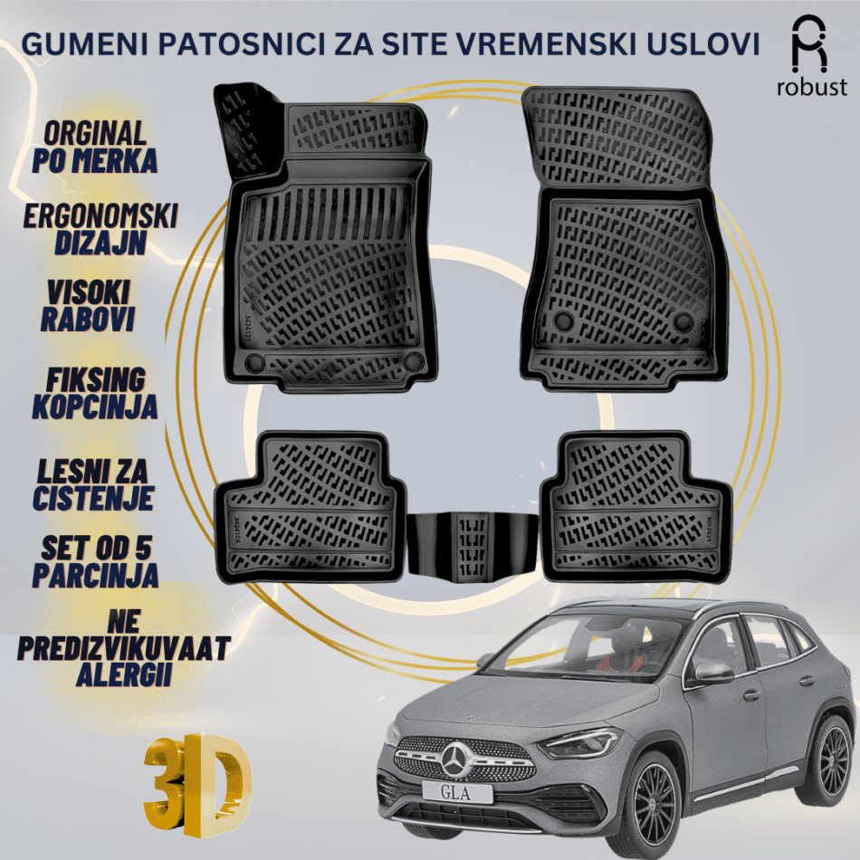 www.samad.mk-3D gumeni patosnici za MB GLA H247 2020- Patosnici Robust za site vremenski uslovi