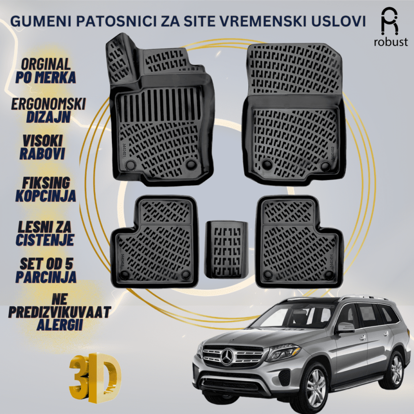 www.samad.mk-3D gumeni patosnici za MB GLS X166 2016-2019 Patosnici Robust za site vremenski uslovi