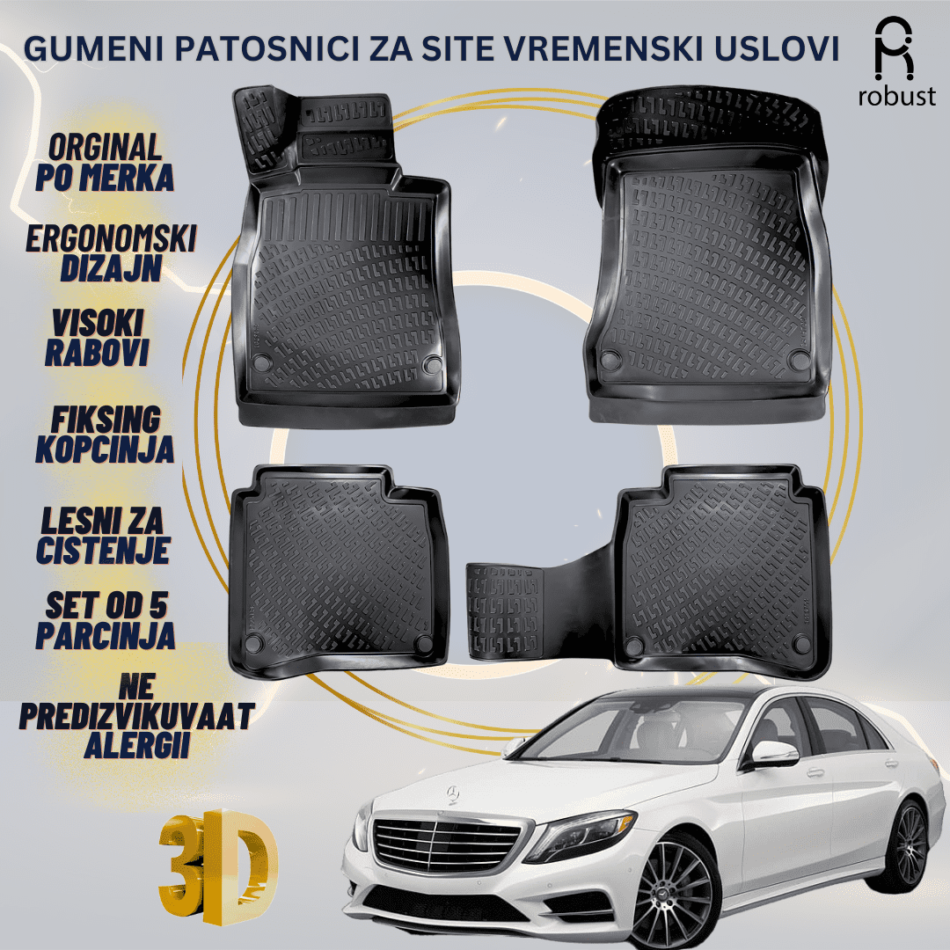 www.samad.mk-3D gumeni patosnici za MB S-Class W222 Long 2014-2020 Patosnici Robust za site vremenski uslovi