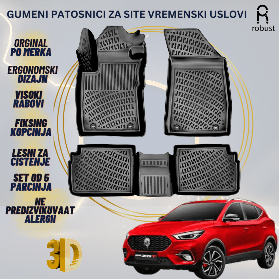 www.samad.mk-3D gumeni patosnici za MG ZS petrol 2021- Patosnici Robust za site vremenski uslovi