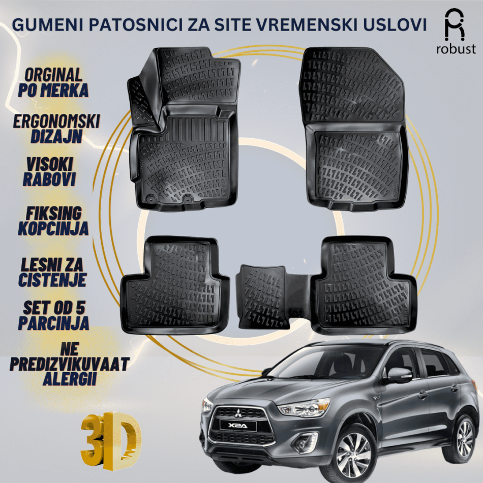 www.samad.mk-3D gumeni patosnici za Mitsubishi ASX МК1 2015-2019 FL Patosnici Robust za site vremenski uslovi