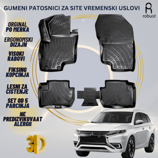 ROBUST 3D Gumeni patosnici korito Mitsubishi Outlander 2019-2021 FL