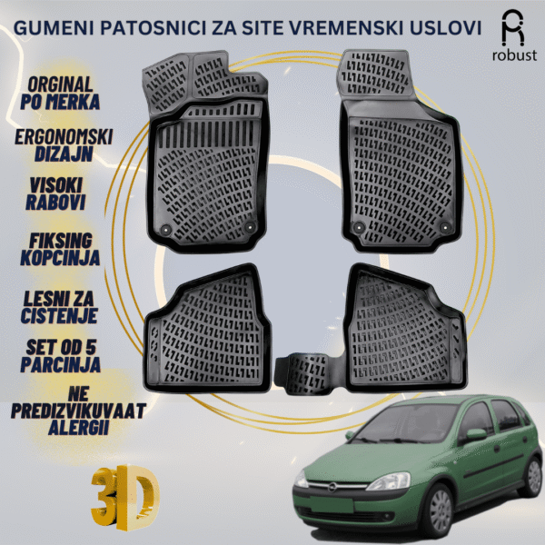 ROBUST 3D Gumeni patosnici korito Opel Corsa C 2000-2006