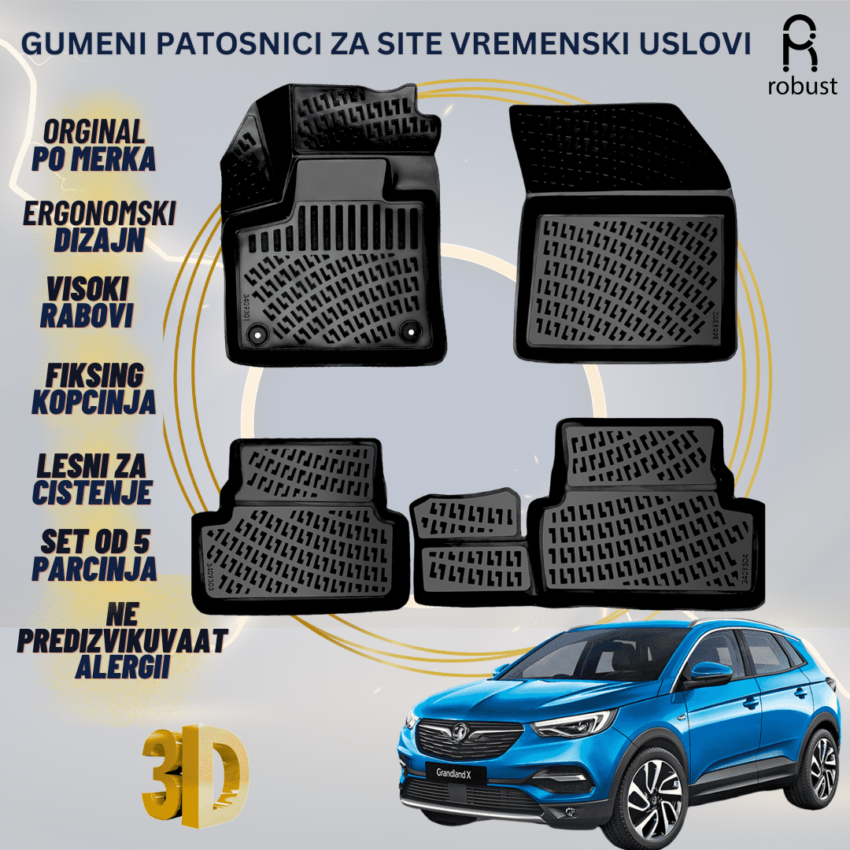 www.samad.mk-3D gumeni patosnici za Opel Grandland X 2017-2021 Patosnici Robust za site vremenski uslovi