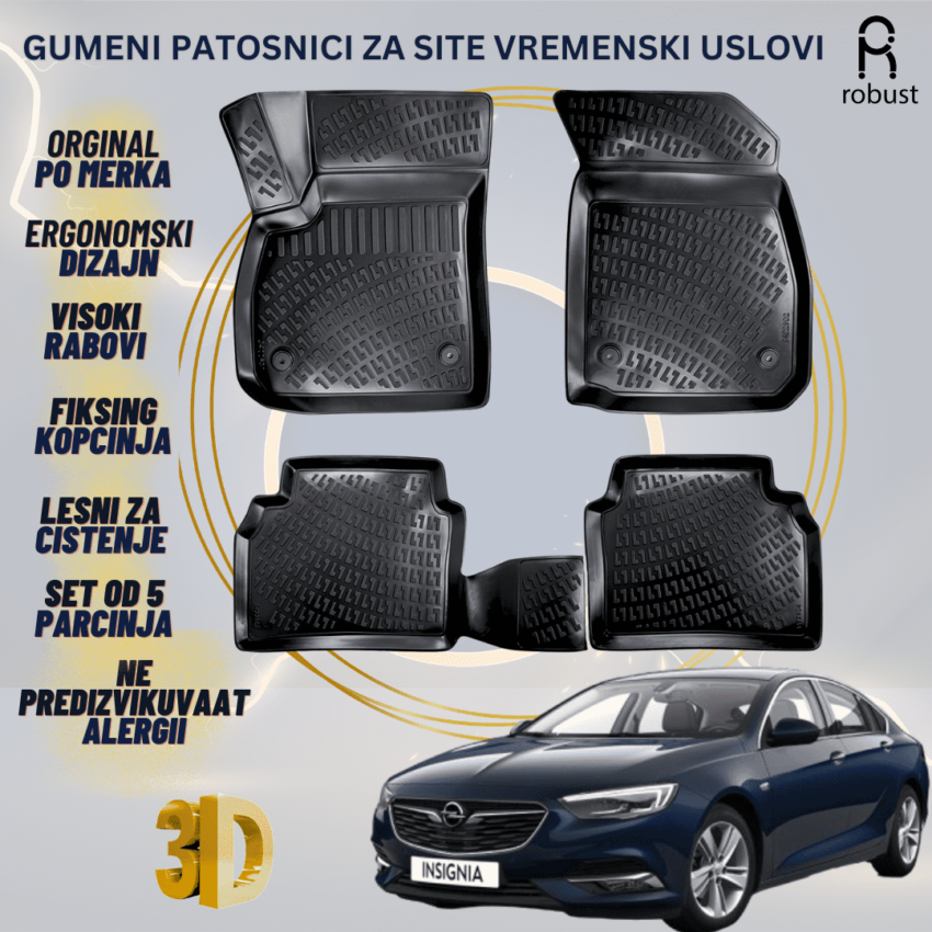 www.samad.mk-3D gumeni patosnici za Opel Insignia B 2017- Patosnici Robust za site vremenski uslovi