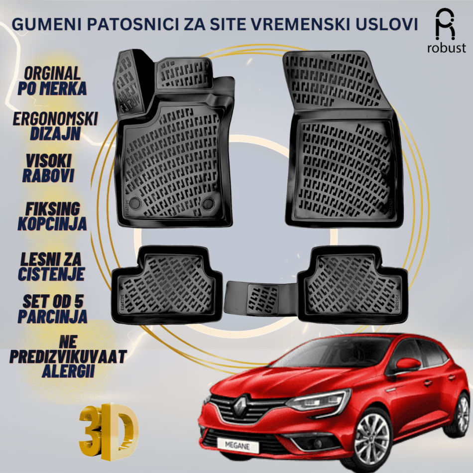 www.samad.mk-3D gumeni patosnici za Renault Megane 4 Hatchback 2016- Patosnici Robust za site vremenski uslovi