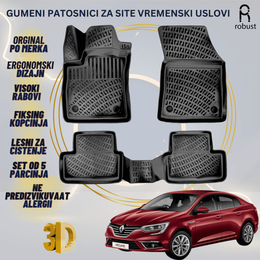 www.samad.mk-3D gumeni patosnici za Renault Megane 4 Sedan 2016- Patosnici Robust za site vremenski uslovi