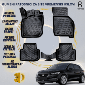 www.samad.mk-3D gumeni patosnici za Seat Leon Mk4 Automatic 2020- Patosnici Robust za site vremenski uslovi