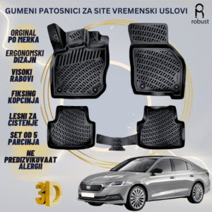www.samad.mk-3D gumeni patosnici za Skoda Octavia Mk4 2020- Patosnici Robust za site vremenski uslovi