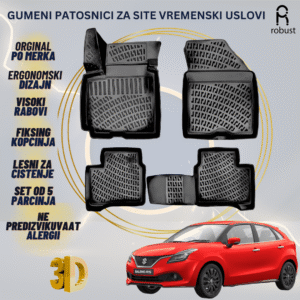 www.samad.mk-3D gumeni patosnici za Suzuki Baleno 2015-2020 Patosnici Robust za site vremenski uslovi