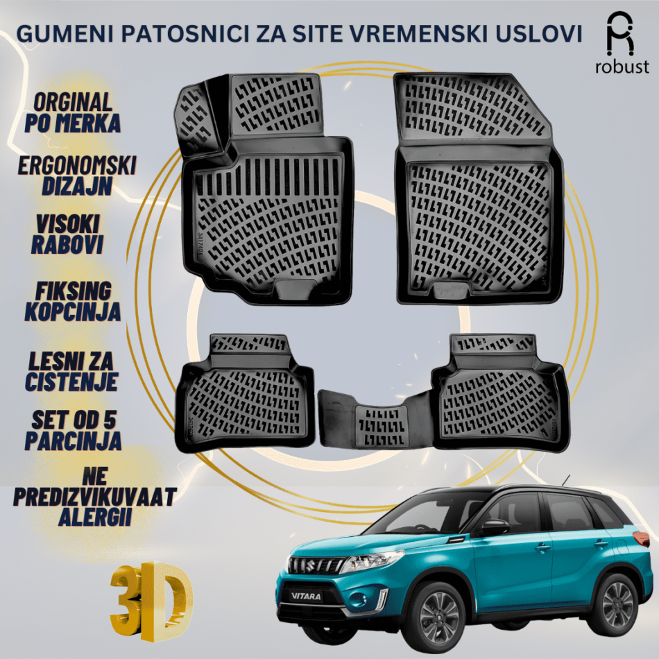 www.samad.mk-3D gumeni patosnici za Suzuki Vitara МК4 2015- Patosnici Robust za site vremenski uslovi