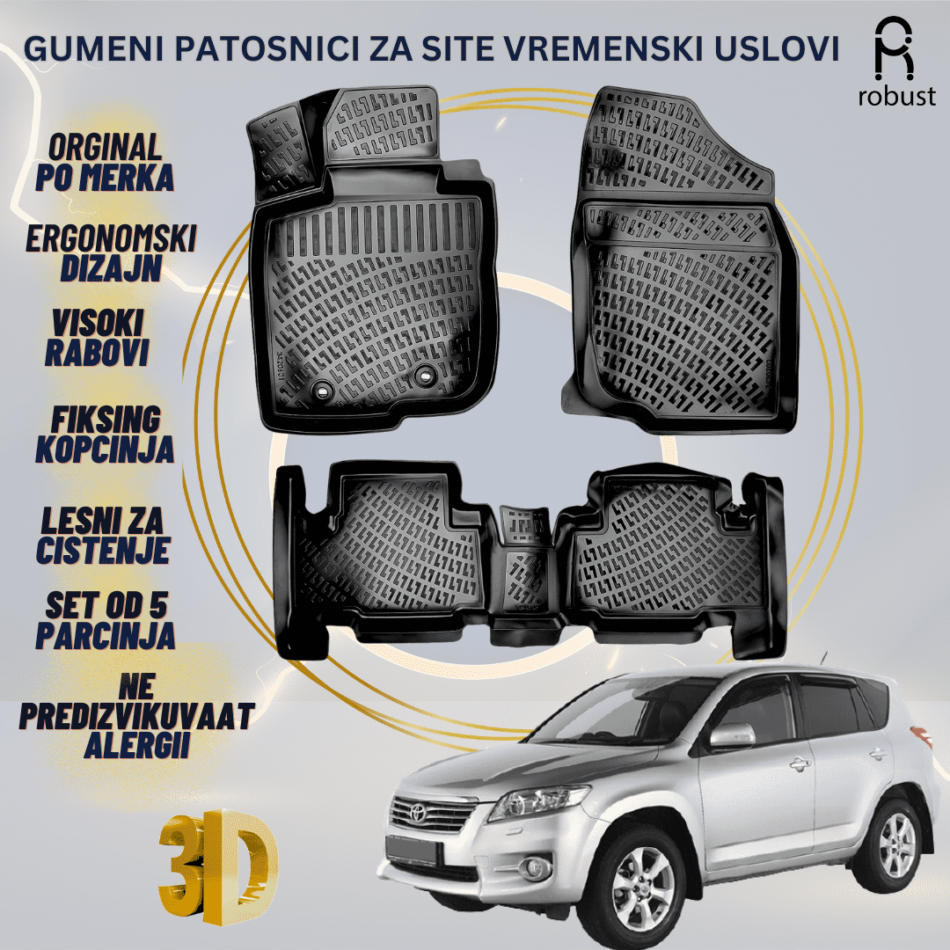 www.samad.mk-3D gumeni patosnici za Toyota Rav4 2011-2012 FL МК3 Patosnici Robust za site vremenski uslovi