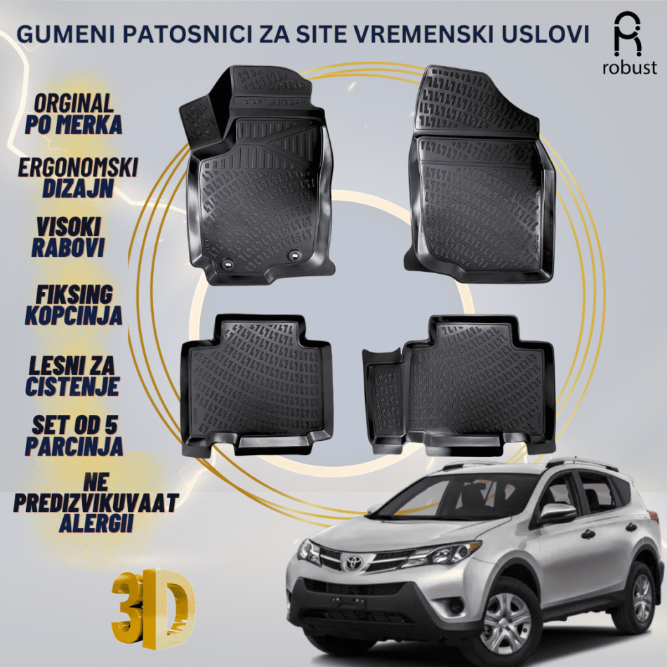 www.samad.mk-3D gumeni patosnici za Toyota Rav4 2013-2015 МК4 Patosnici Robust za site vremenski uslovi