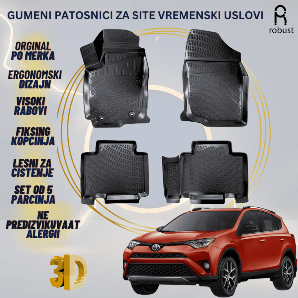 www.samad.mk-3D gumeni patosnici za Toyota Rav4 2016-2018 FL МК4 Patosnici Robust za site vremenski uslovi