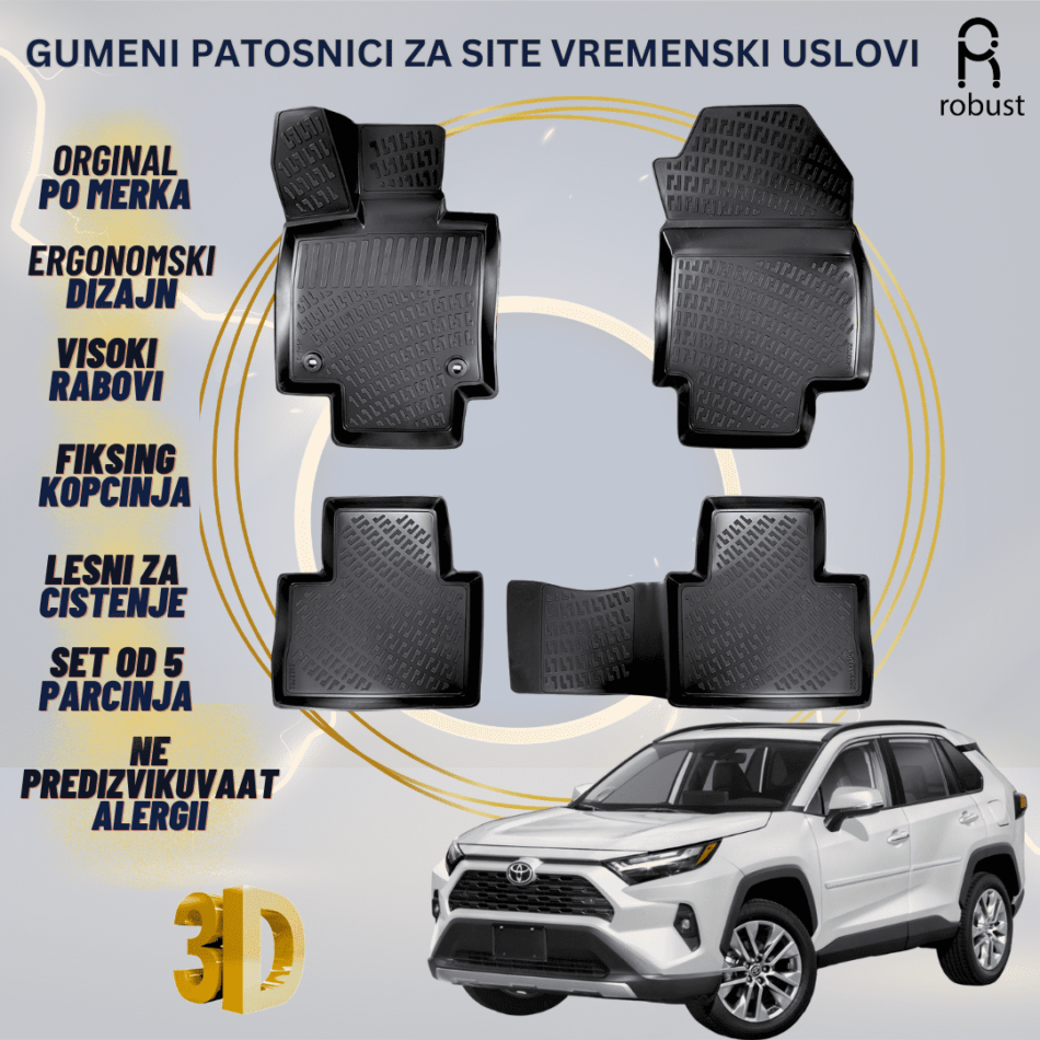 www.samad.mk-3D gumeni patosnici za Toyota Rav4 2021- FL МК5 Patosnici Robust za site vremenski uslovi