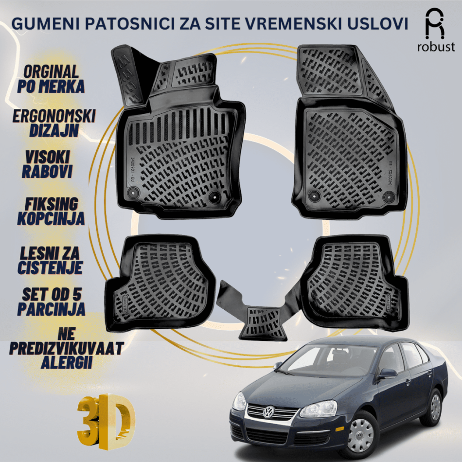 www.samad.mk-3D gumeni patosnici za Volkswagen Jetta МК5 2005-2010 Patosnici Robust za site vremenski uslovi