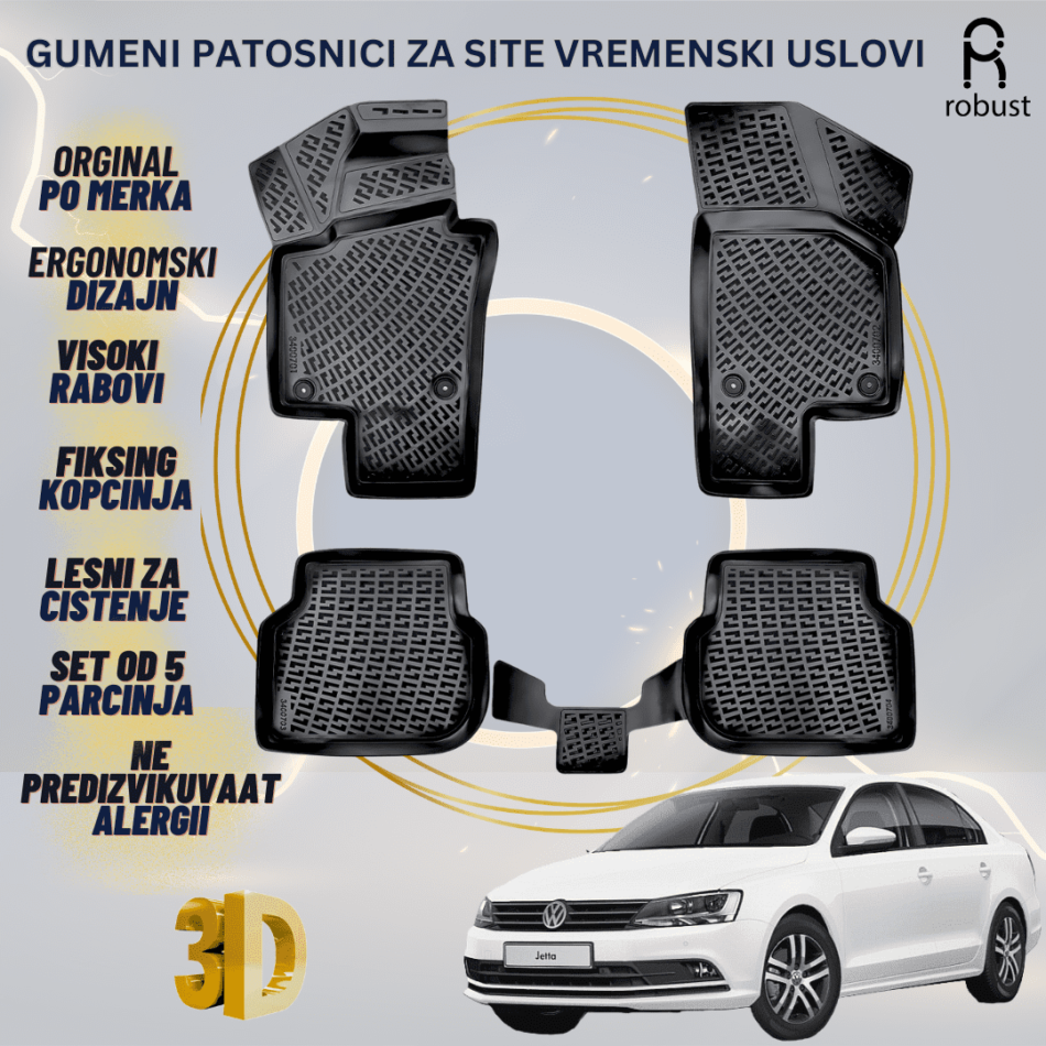 www.samad.mk-3D gumeni patosnici za Volkswagen Jetta МК6 2011-2018 Patosnici Robust za site vremenski uslovi