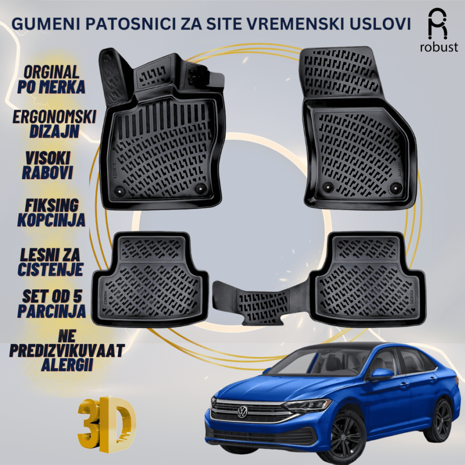 www.samad.mk-3D gumeni patosnici za Volkswagen Jetta МК7 2018- Patosnici Robust za site vremenski uslovi