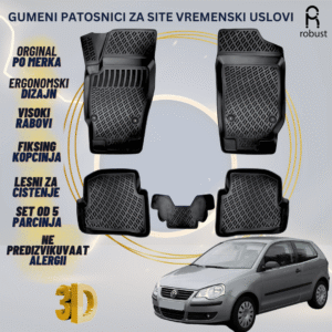 www.samad.mk-3D gumeni patosnici za Volkswagen Polo 2005-2009 FL Patosnici Robust za site vremenski uslovi