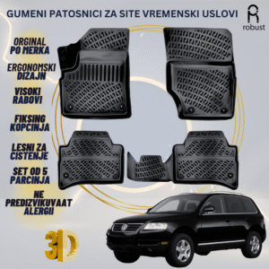 www.samad.mk-3D gumeni patosnici za Volkswagen Touareg МК1 2002-2006 Patosnici Robust za site vremenski uslovi
