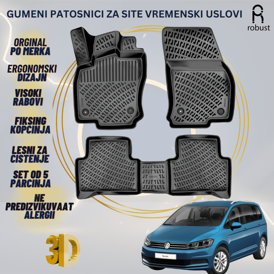 www.samad.mk-3D gumeni patosnici za Volkswagen Touran МК2 5T 2015- Patosnici Robust za site vremenski uslovi