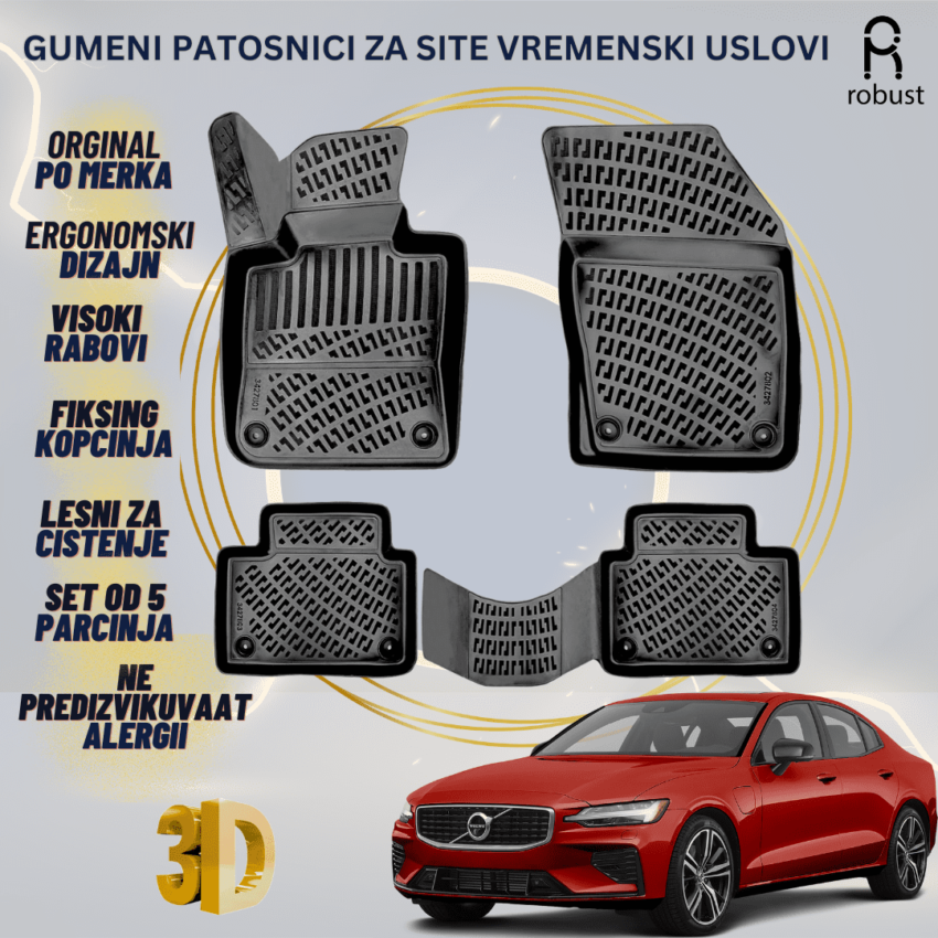 www.samad.mk-3D gumeni patosnici za Volvo S60 2019- Patosnici Robust za site vremenski uslovi