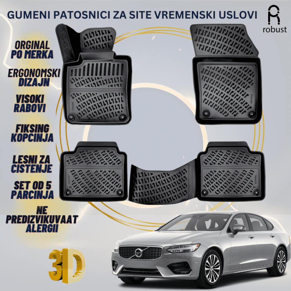 www.samad.mk-3D gumeni patosnici za Volvo S90 2016- Patosnici Robust za site vremenski uslovi