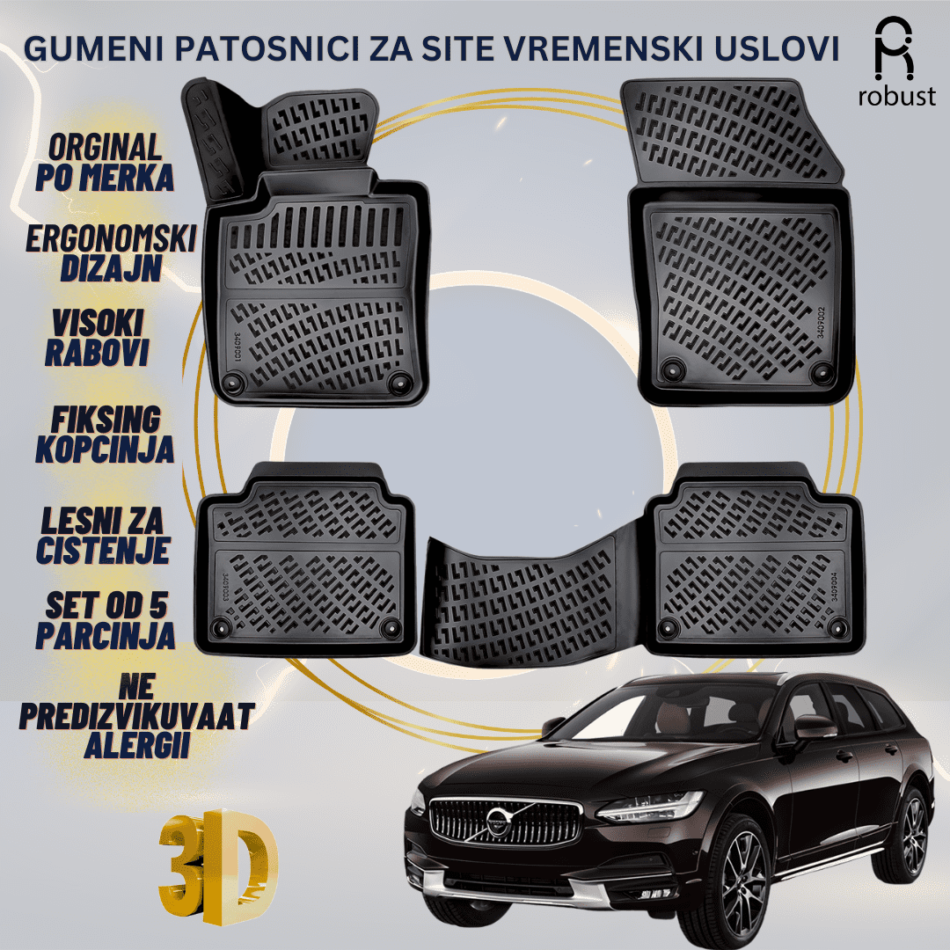 www.samad.mk-3D gumeni patosnici za Volvo V90 2016- Patosnici Robust za site vremenski uslovi