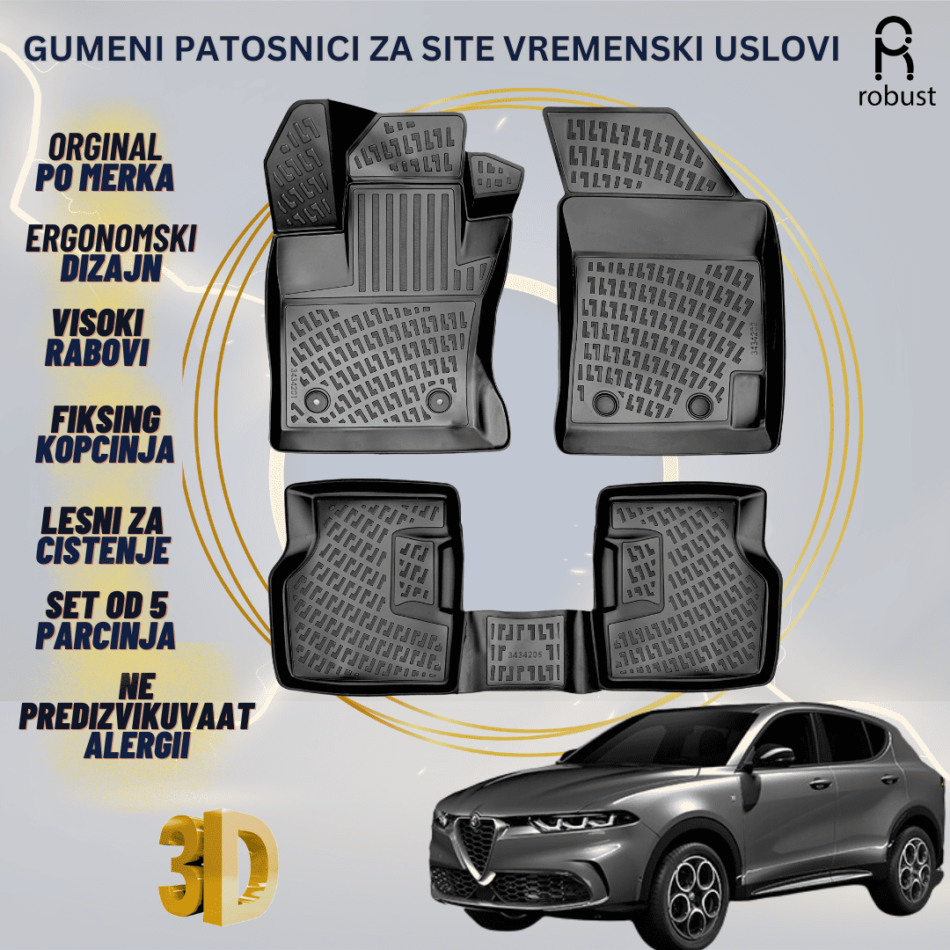 www.samad.mk-3D gumeni patosnici za Alfa Romeo Tonale 2022- Patosnici Robust za site vremenski uslovi