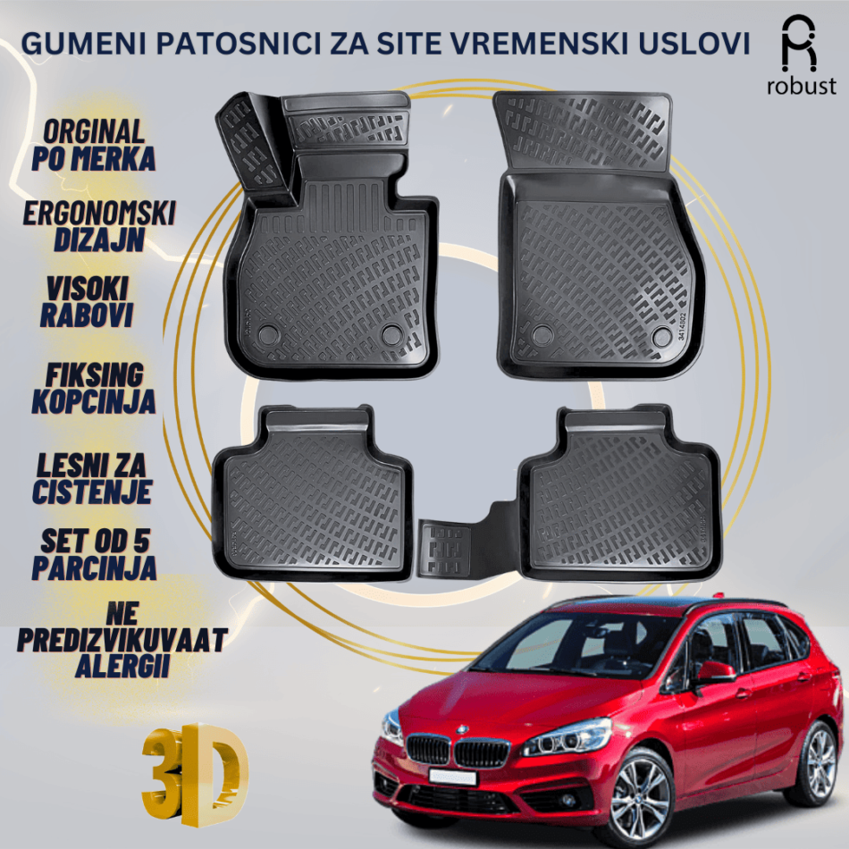 www.samad.mk-3D gumeni patosnici za BMW 2 ACTİVE TOURER F45 2014-2021 Patosnici Robust za site vremenski uslovi