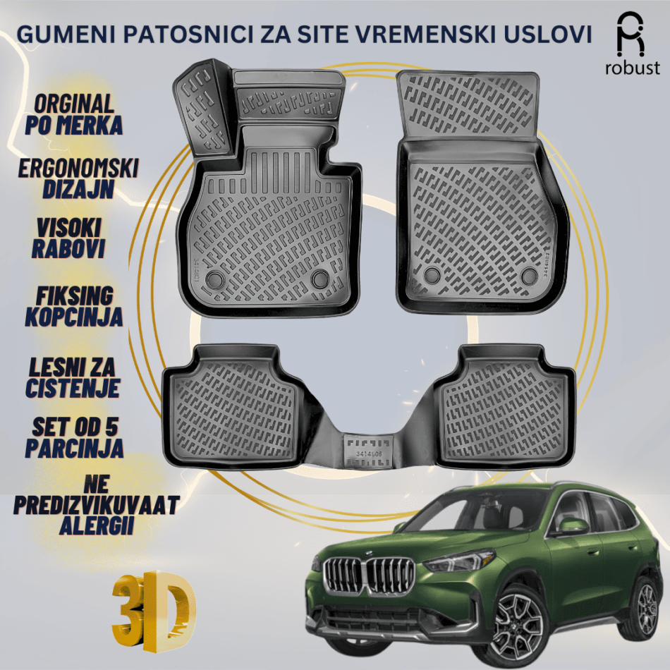 www.samad.mk-3D gumeni patosnici za BMW X1 U11 2022- Patosnici Robust za site vremenski uslovi