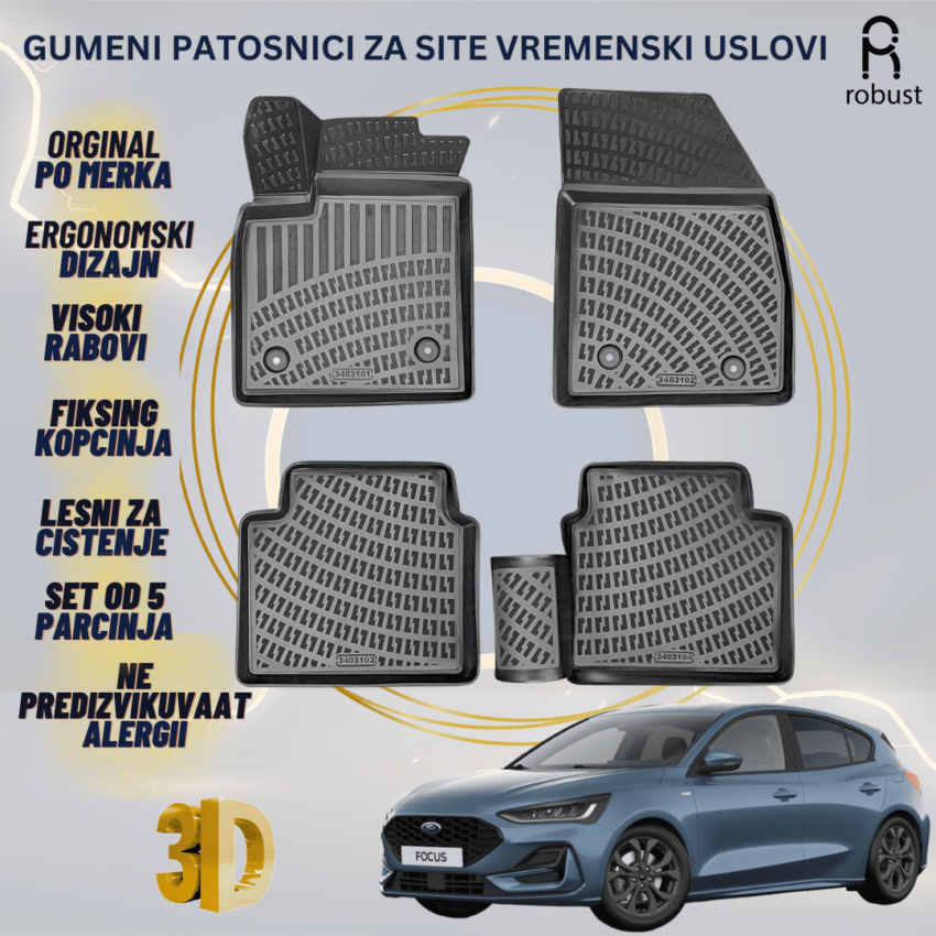 www.samad.mk-3D gumeni patosnici za FORD FOCUS MK4 2018- Patosnici Robust za site vremenski uslovi