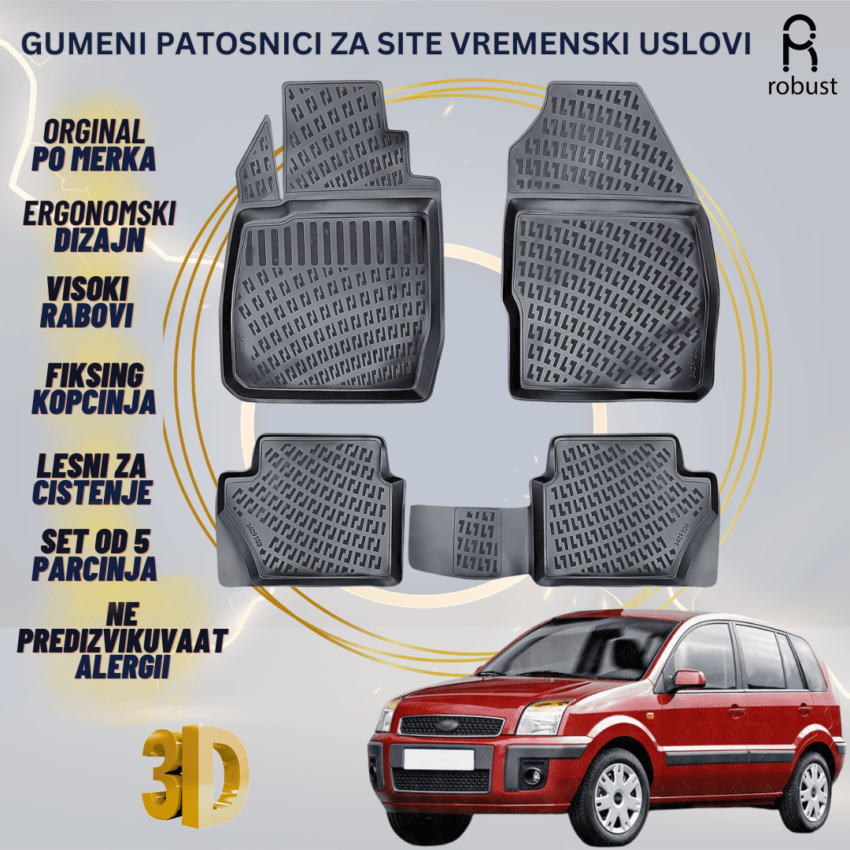 www.samad.mk-3D gumeni patosnici za FORD Fusion 2002-2012 Patosnici Robust za site vremenski uslovi