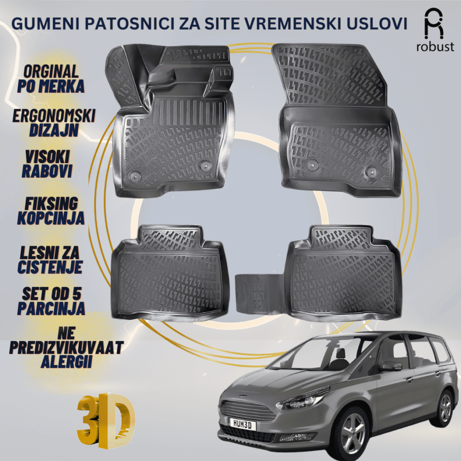 www.samad.mk-3D gumeni patosnici za FORD GALAXY 2016- Patosnici Robust za site vremenski uslovi