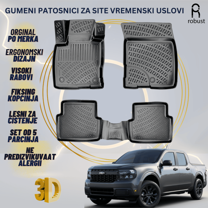 www.samad.mk-3D gumeni patosnici za FORD MAVERİCK 2021- Patosnici Robust za site vremenski uslovi