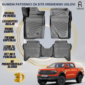 www.samad.mk-3D gumeni patosnici za FORD RANGER RAPTOR 2023- Patosnici Robust za site vremenski uslovi