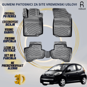 www.samad.mk-3D gumeni patosnici za Peugeot 107 2005-2014 Patosnici Robust za site vremenski uslovi