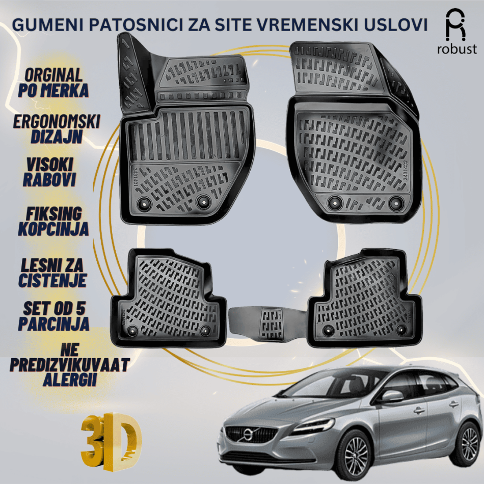 www.samad.mk-3D gumeni patosnici za VOLVO V40 2012- Patosnici Robust za site vremenski uslovi