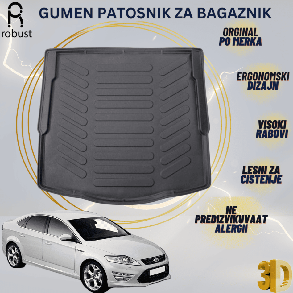 www.samad.mk-3D gumen patosnik za bagaznik za FORD MONDEO 2008-2014 Korito za gepek Robust za site vremenski uslovi