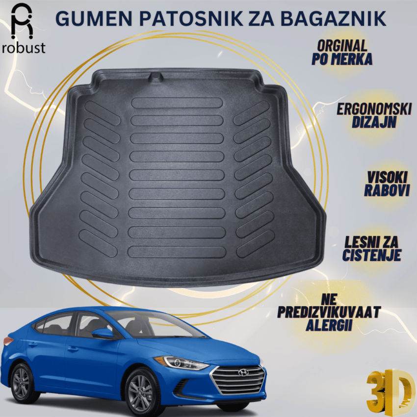 www.samad.mk-3D gumen patosnik za bagaznik za HYUNDAI ELANTRA 2015-2020 Korito za gepek Robust za site vremenski uslovi