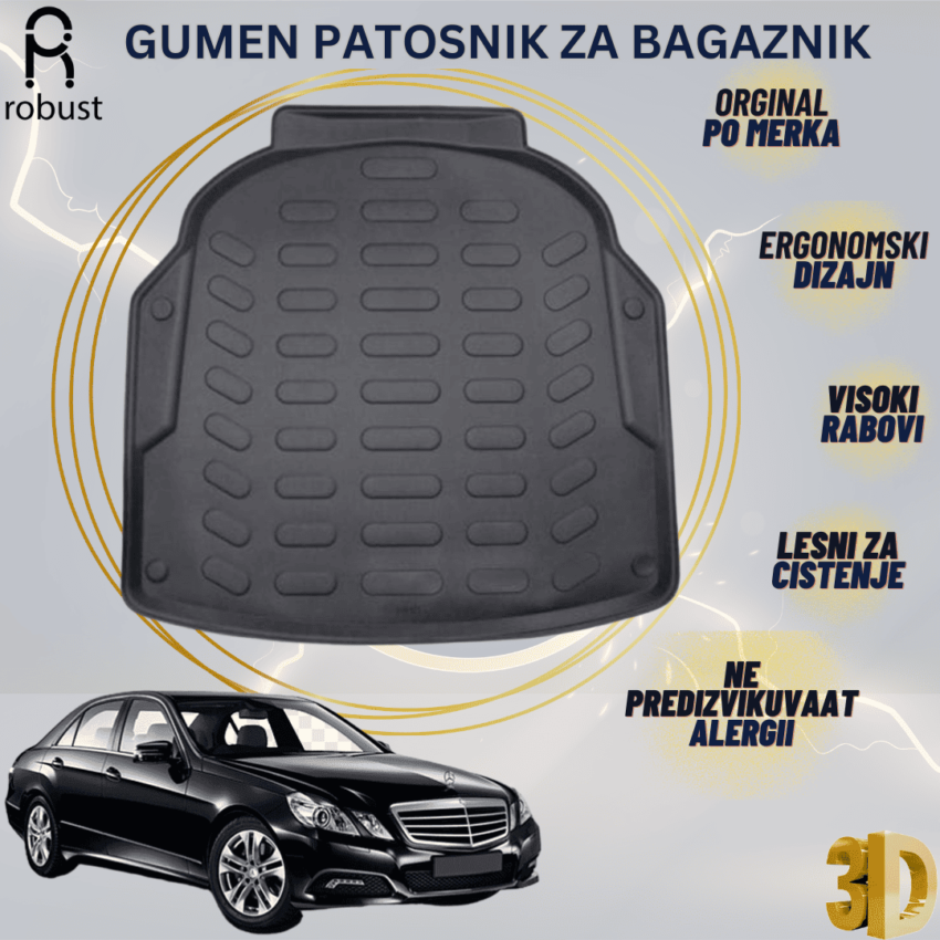 www.samad.mk-3D gumen patosnik za bagaznik za MERCEDES E Class W212 Plastic Trunk 2010-2016 Korito za gepek Robust za site vremenski uslovi