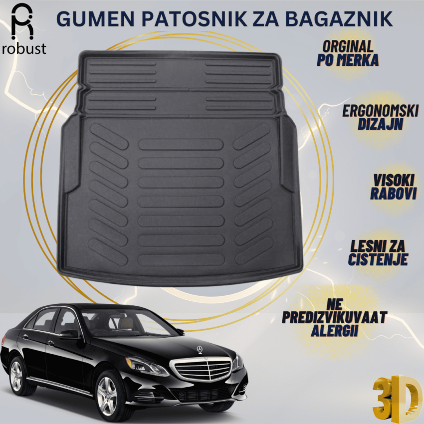 www.samad.mk-3D gumen patosnik za bagaznik za MERCEDES E Class W212 Ramped Trunk 2014-2016 FL Korito za gepek Robust za site vremenski uslovi (1)