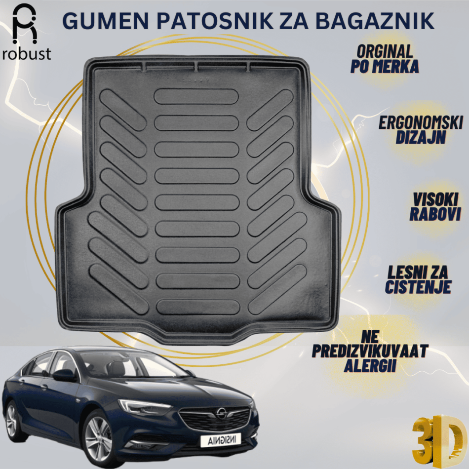 www.samad.mk-3D gumen patosnik za bagaznik za OPEL İNSİGNİA SD 2017-2024 Korito za gepek Robust za site vremenski uslovi