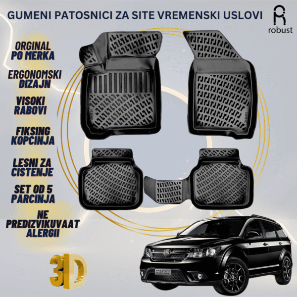www.samad.mk-3D gumeni patosnici za Fiat Freemont 2011-2016 Patosnici Robust za site vremenski uslovi