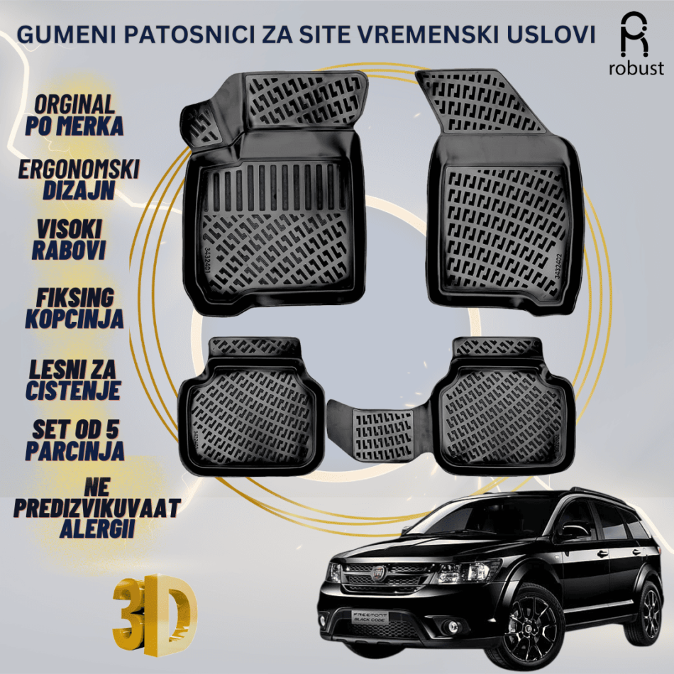 www.samad.mk-3D gumeni patosnici za Fiat Freemont 2011-2016 Patosnici Robust za site vremenski uslovi