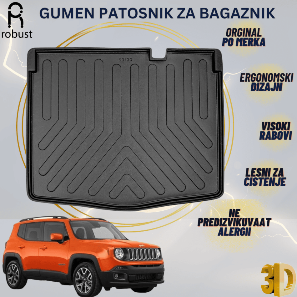 www.samad.mk-3D gumen patosnik za bagaznik za Jeep Renegade 2015- Korito za gepek Robust za site vremenski uslovi