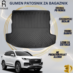 www.samad.mk-3D gumen patosnik za bagaznik za Chery Tiggo 8 Pro 2020 5 seat Korito za gepek Robust za site vremenski uslovi